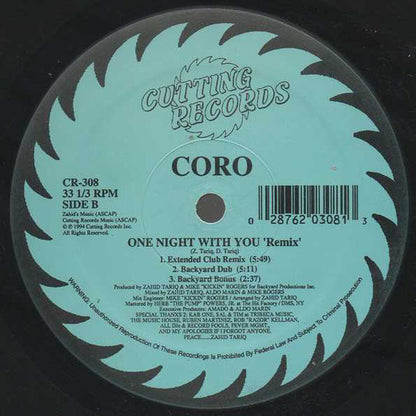 Coro : One Night With You (12")