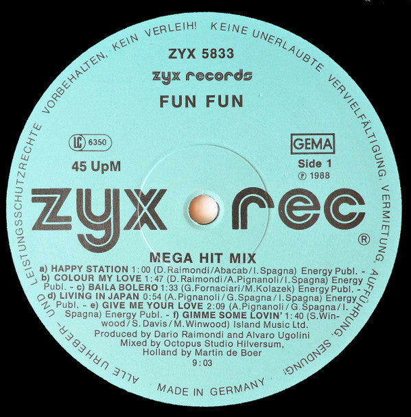 Fun Fun : Mega Hit Mix (12", P/Mixed)