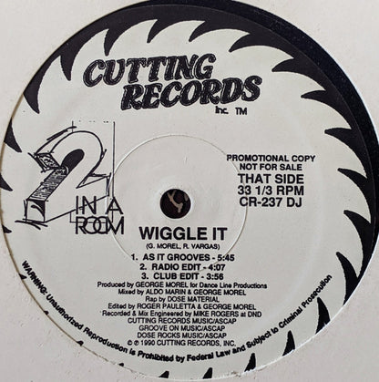 2 In A Room : Wiggle It (12", Promo)