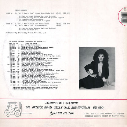 Vicki Shepard : All I Ask Of You (From 'The Phantom Of The Opera') (12")