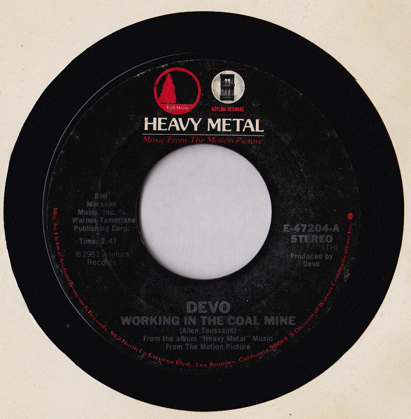 Devo : Working In The Coal Mine (7", Styrene, TH )