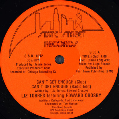 Liz Torres Featuring Edward Crosby : Can't Get Enough (12")