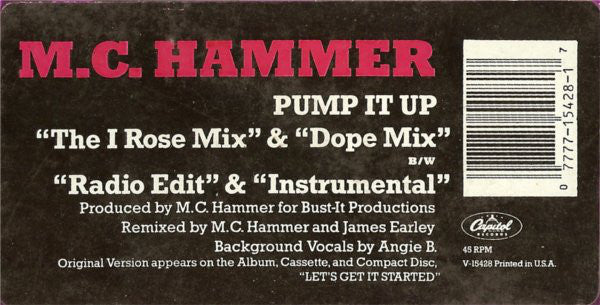 MC Hammer : Pump It Up (12", Single)