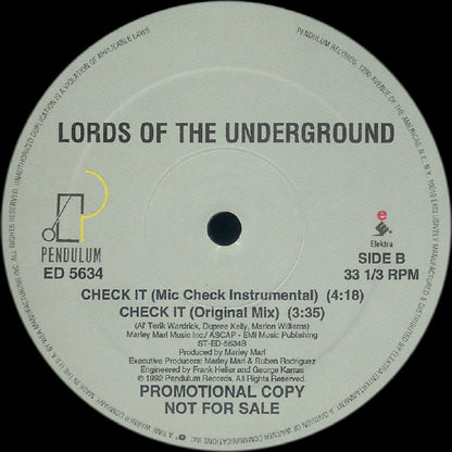 Lords Of The Underground : Check It (12", Promo)