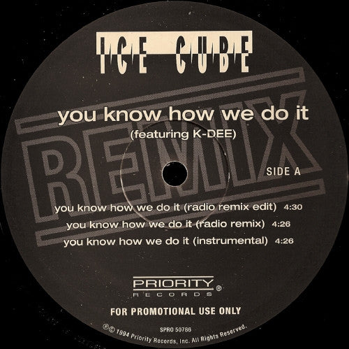 Ice Cube : You Know How We Do It (Remix) (12", Promo)