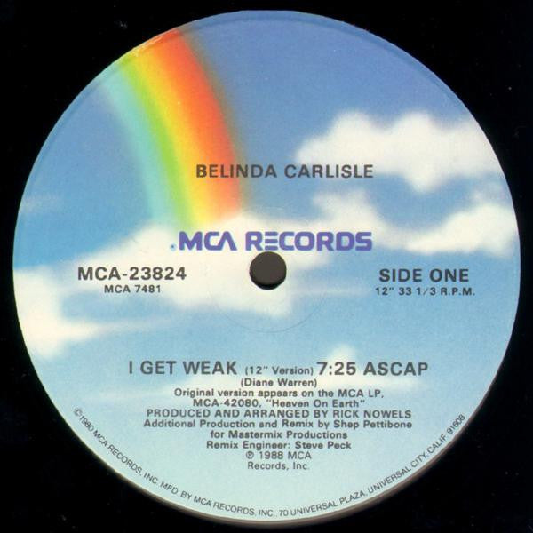 Belinda Carlisle : I Get Weak (12" Version) (12", Single)