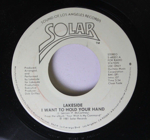 Lakeside : I Want To Hold Your Hand (7", Single, Promo)