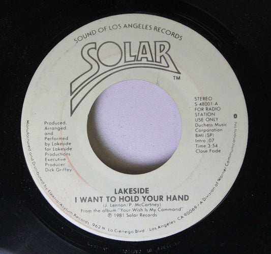 Lakeside : I Want To Hold Your Hand (7", Single, Promo)