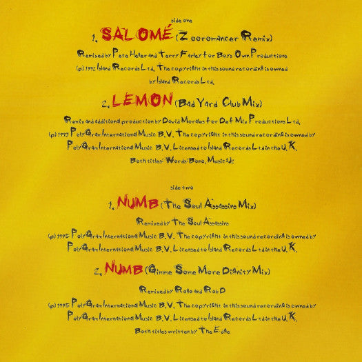 U2 : Melon - Remixes For Propaganda (12", Ltd, Promo)