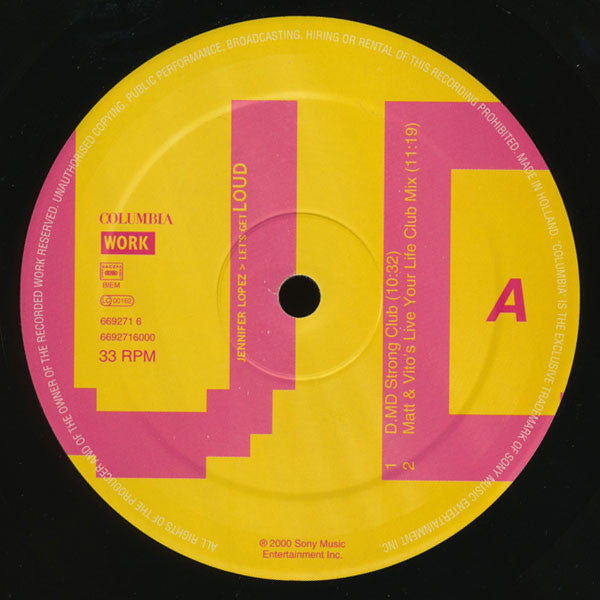 Jennifer Lopez : Let's Get Loud (12", Single)