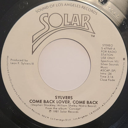 Sylvers* : Come Back Lover, Come Back (7", Promo)