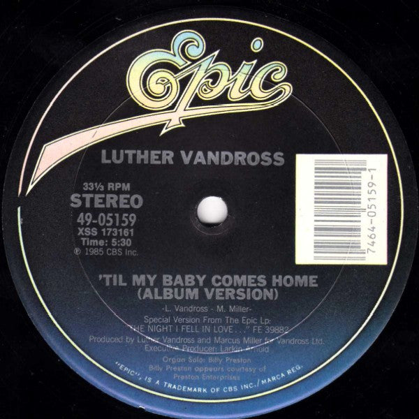 Luther Vandross : 'Til My Baby Comes Home (12", Single)