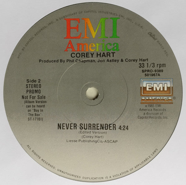 Corey Hart : Never Surrender (12", Promo)