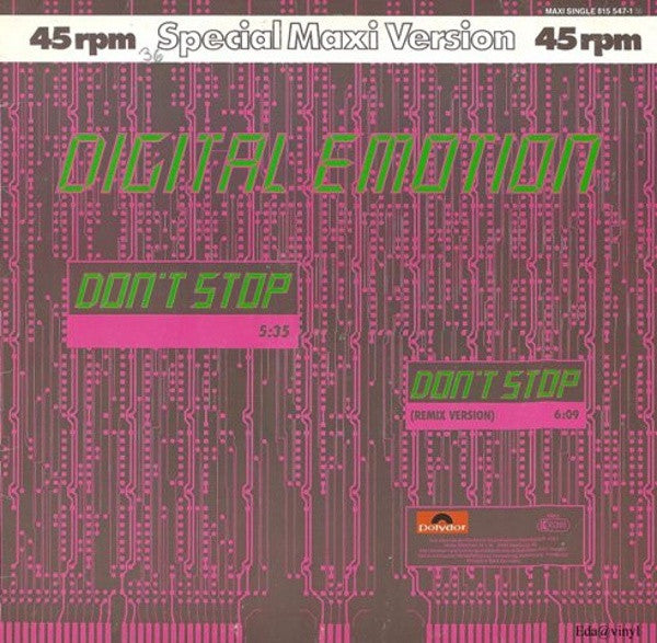 Digital Emotion : Don't Stop (12", Maxi)
