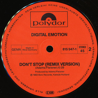 Digital Emotion : Don't Stop (12", Maxi)