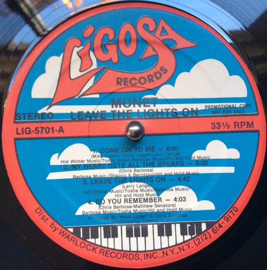Monet : Leave The Lights On (LP, Album, Promo)