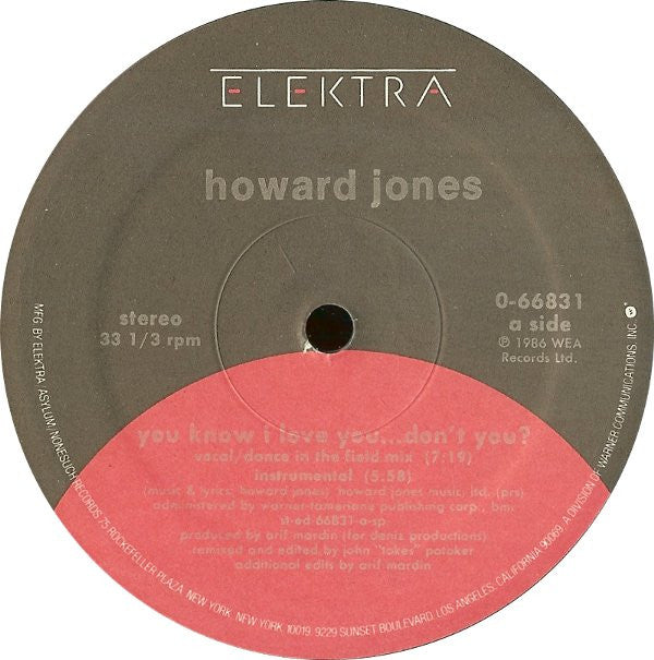 Howard Jones : You Know I Love You... Don't You? (12")