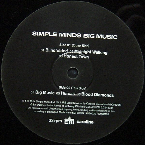 Simple Minds : Big Music (2xLP, Album, 180)