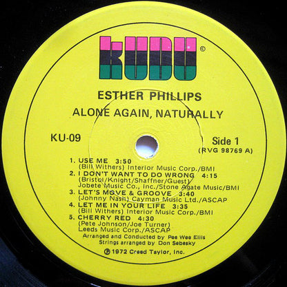 Esther Phillips : Alone Again, Naturally (LP, Album, Jac)