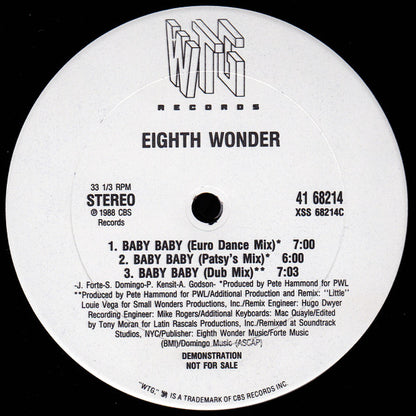 Eighth Wonder : Baby Baby (12", Promo)