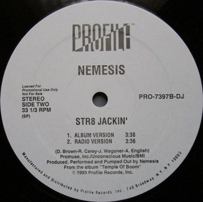 Nemesis (3) : Temple Of Boom / Str8 Jackin' (12", Promo)