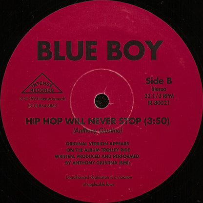 Blue Boy (3) : Trolley Ride / Hip Hop Will Never Stop (12", Single)