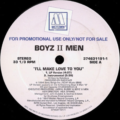 Boyz II Men : I'll Make Love To You (12", Single, Promo)