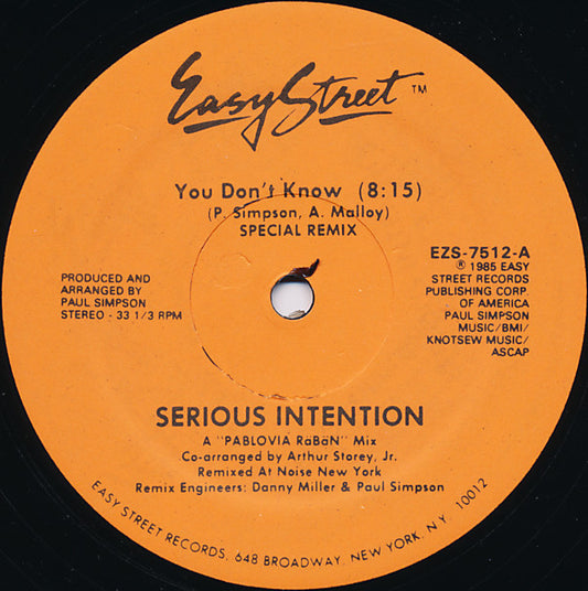 Serious Intention : You Don't Know (Special Remix) (12")