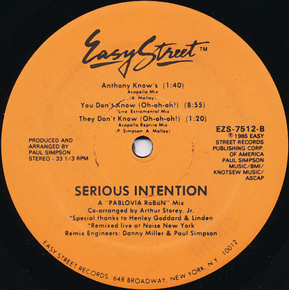 Serious Intention : You Don't Know (Special Remix) (12")