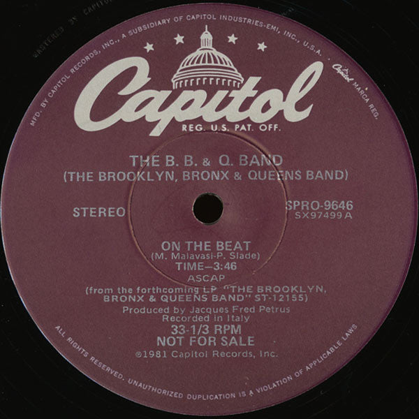 The Brooklyn, Bronx & Queens Band : On The Beat (12", Promo)