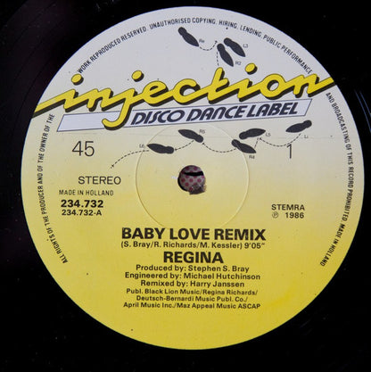 Regina (2) : Baby Love (Remix) (12", Single, Pic)
