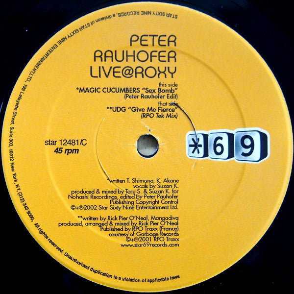 Various : Peter Rauhofer Live @ Roxy (2x12")