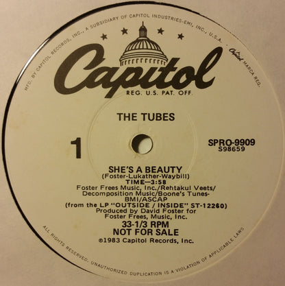 The Tubes : She's A Beauty  (12", Promo)