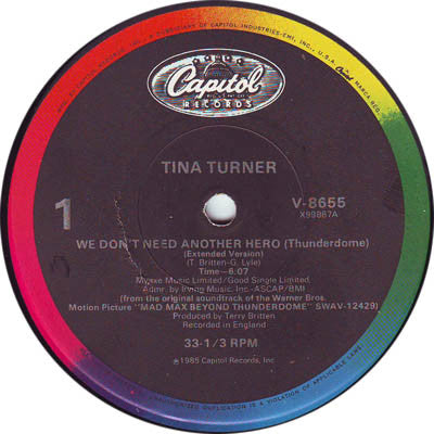 Tina Turner : We Don't Need Another Hero (Thunderdome) (12", Single)