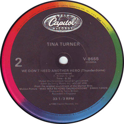 Tina Turner : We Don't Need Another Hero (Thunderdome) (12", Single)