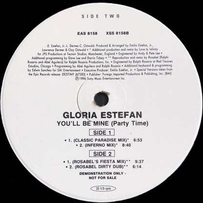 Gloria Estefan : You'll Be Mine (Party Time) (12", Single, Promo)
