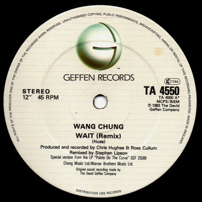 Wang Chung : Wait (Remix) (12", Single)