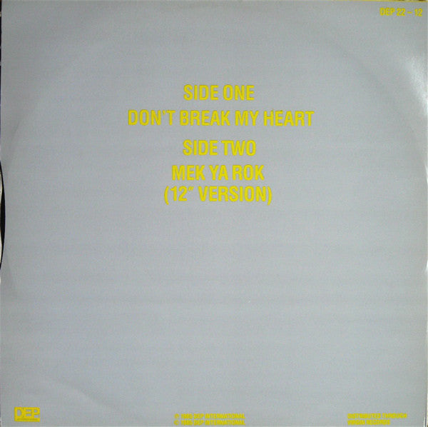 UB40 : Don't Break My Heart (12", Single)