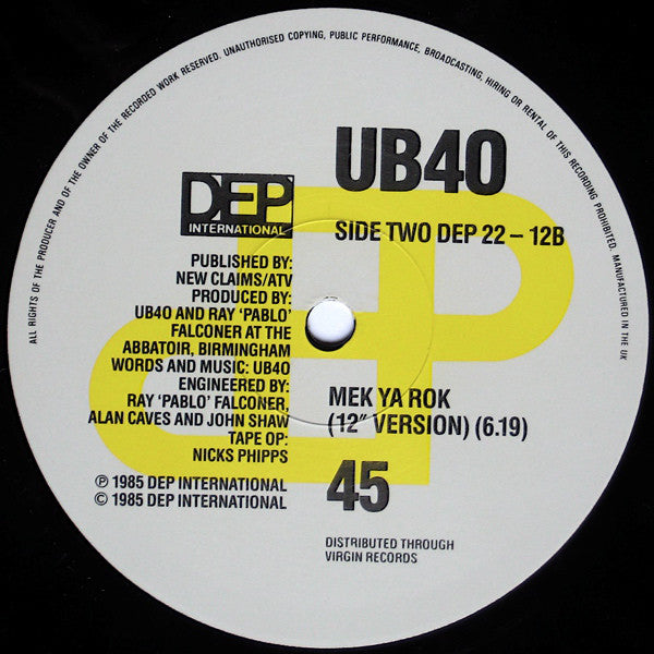 UB40 : Don't Break My Heart (12", Single)