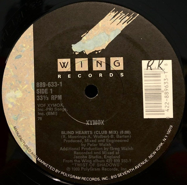 Xymox : Blind Hearts (12", Single, Hub)