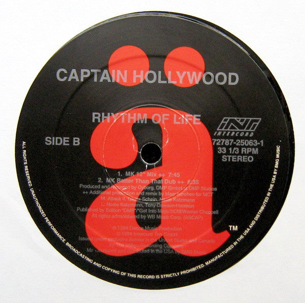 Captain Hollywood* : Rhythm Of Life (12", Maxi)