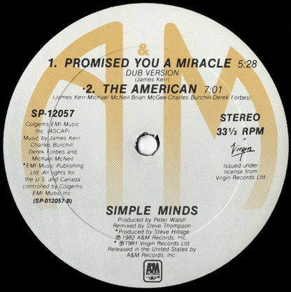 Simple Minds : Promised You A Miracle (12", EP)