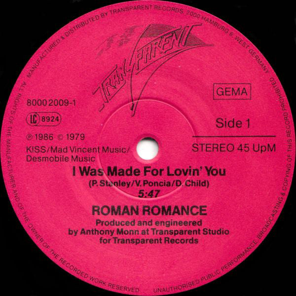 Roman Romance : I Was Made For Lovin' You (12", Maxi)