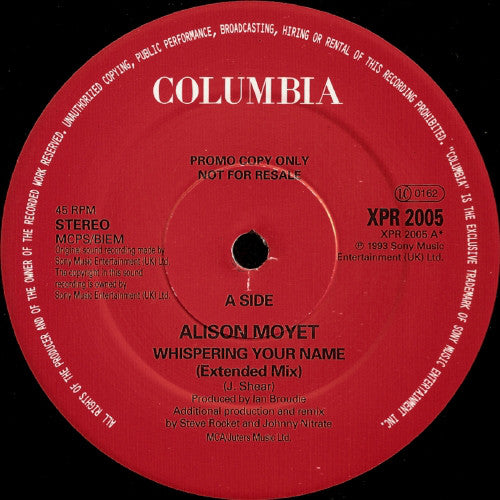 Alison Moyet : Whispering Your Name (12", Promo)