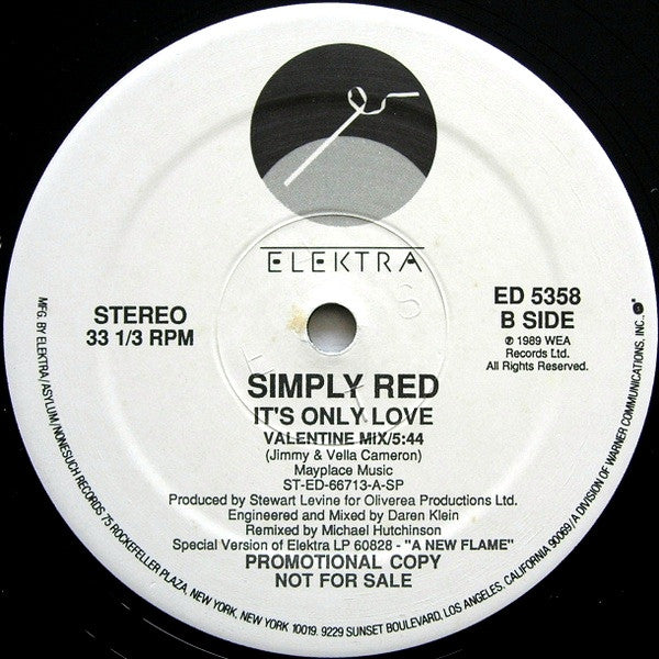 Simply Red : It's Only Love (12", Promo)