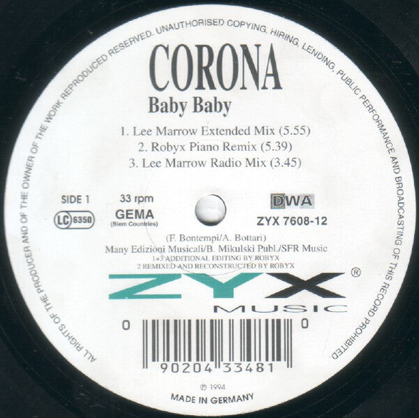 Corona : Baby Baby (12")