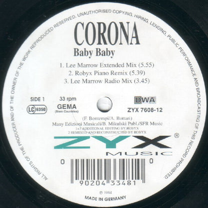 Corona : Baby Baby (12")