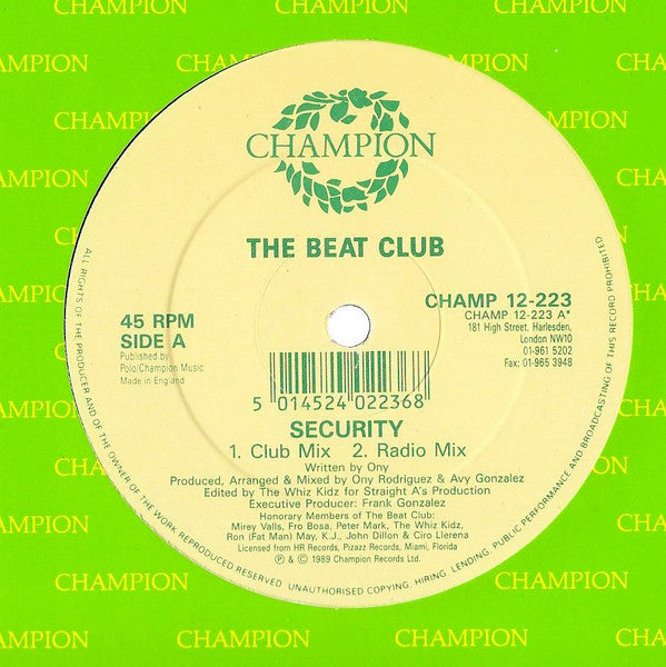 The Beat Club : Security (12", Com)