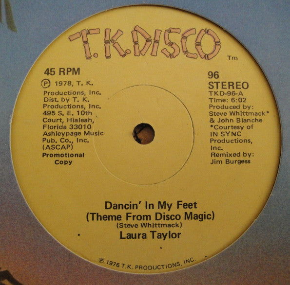 Laura Taylor : Dancin' In My Feet (Theme From Disco Magic) (12", Promo)