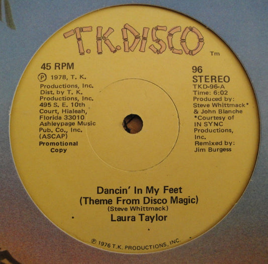 Laura Taylor : Dancin' In My Feet (Theme From Disco Magic) (12", Promo)